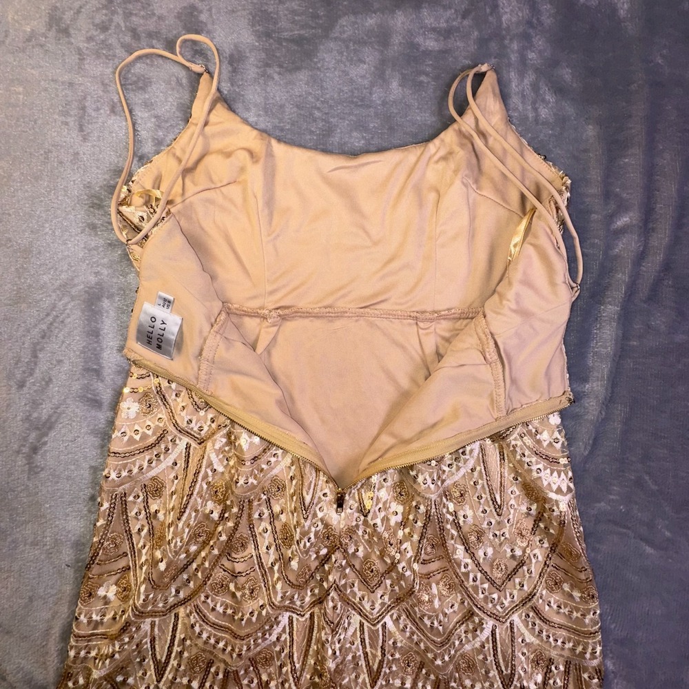 Hello Molly Nation Dress Sz 8 Gold Sequin Embroidered Party Holiday Gala Hoco - Picture 13 of 13